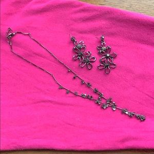 Black & Charcoal Crystal Necklace & Earring Set